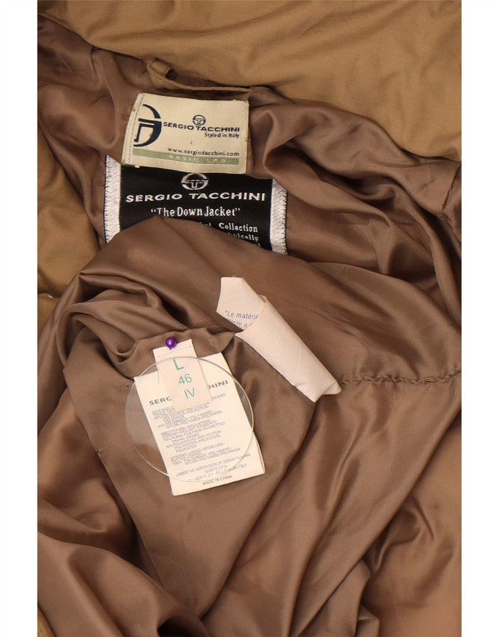 Casaco acolchoado com capuz feminino Sergio Tacchini IT 46 grande poliéster bege