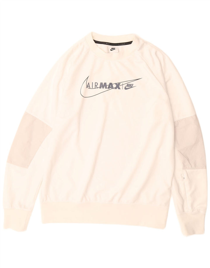 NIKE Masculino Air Max Graphic Moletom Jumper Médio Branco Poliéster