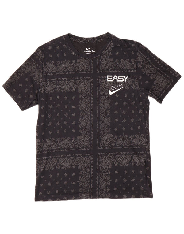 Camiseta Nike Masculina Dri Fit Graphic Top Pequeno Algodão Paisley Preto
