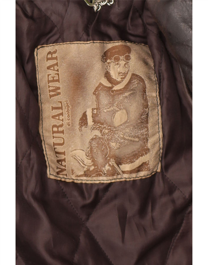 Jaqueta de couro masculina Conbipel Natural Wear Reino Unido 38 couro marrom médio