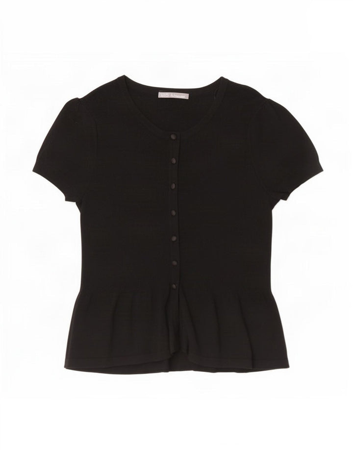 Cardigã feminino de manga curta Marks & Spencer Reino Unido 8 pequeno preto