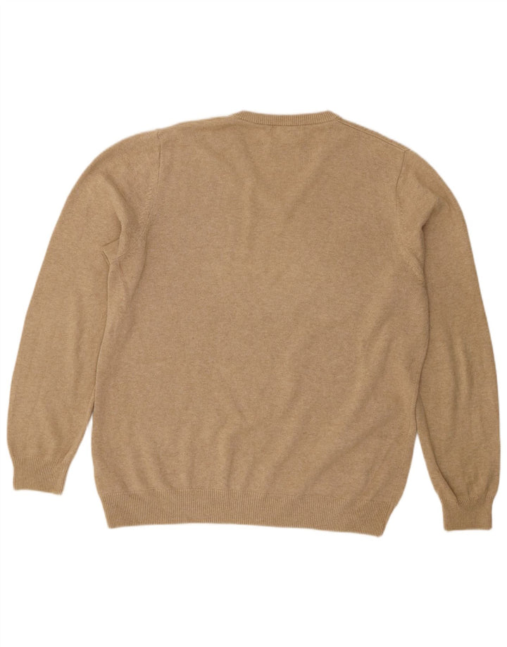 Suéter masculino Marks & Spencer com decote em V, grande algodão bege