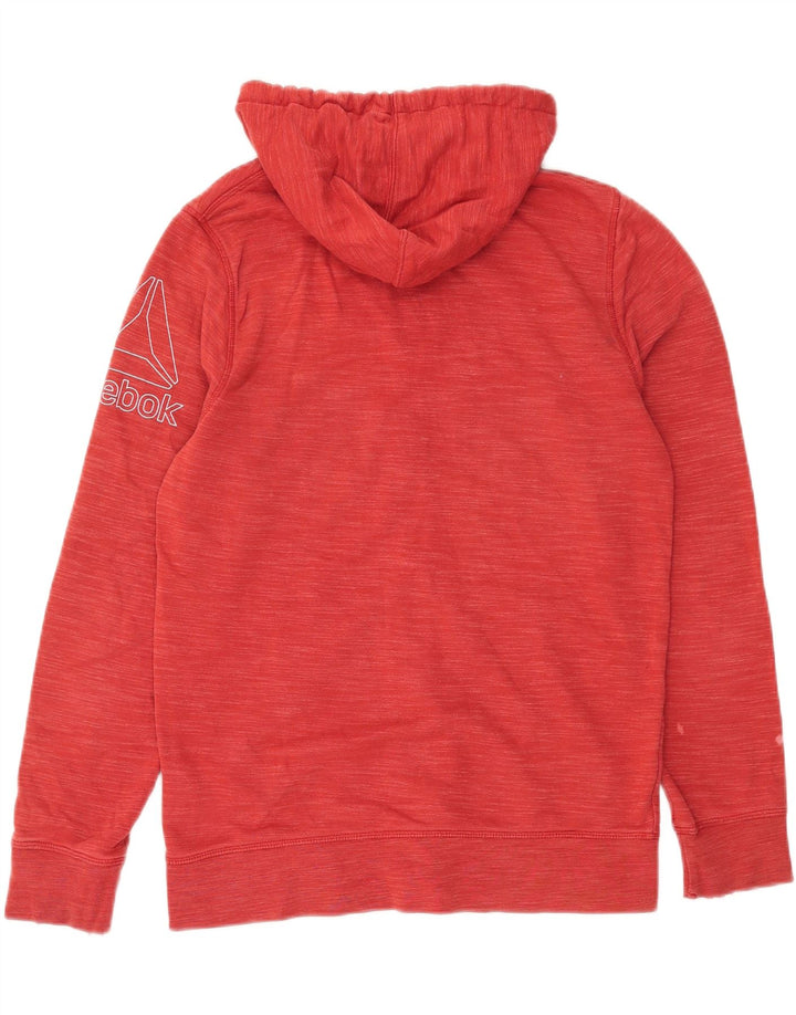 Suéter Reebok masculino com capuz e zíper gráfico médio algodão vermelho