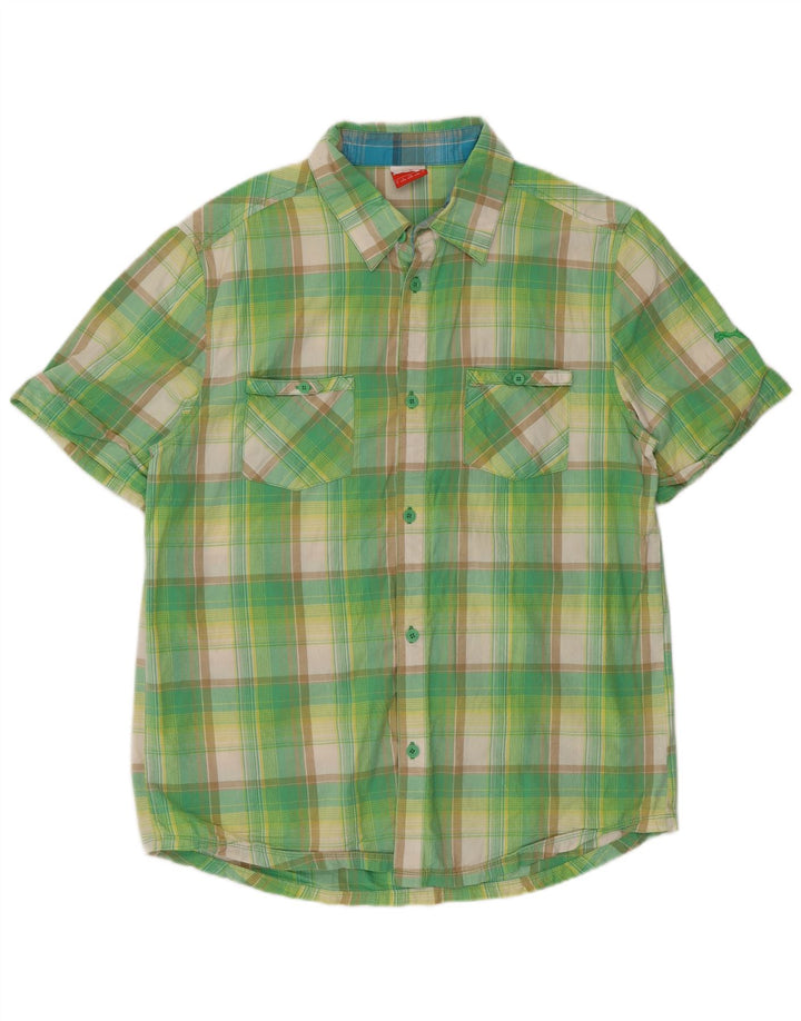 Camisa masculina Nike de manga curta grande algodão xadrez verde
