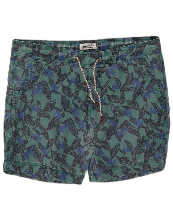 Algodão floral verde pequeno do short de natação dos homens gordos da cara