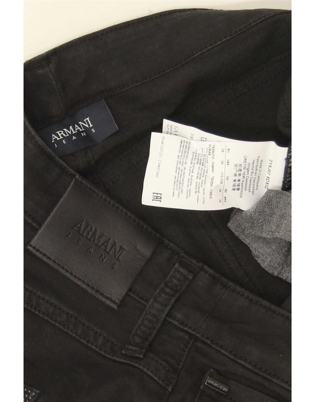 Calça jeans feminina Armani W29 L35 algodão preto