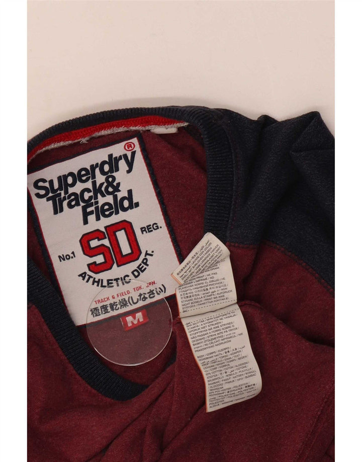 Top gráfico masculino Superdry manga comprida médio vermelho algodão colorblock