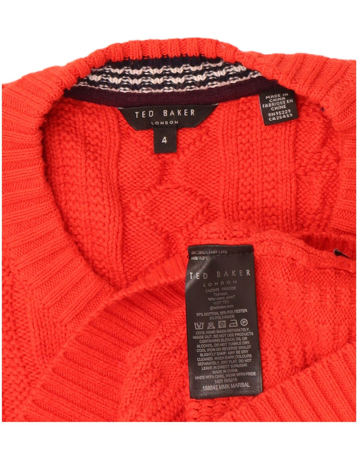 Suéter masculino Ted Baker com gola redonda tamanho 4 grande algodão vermelho