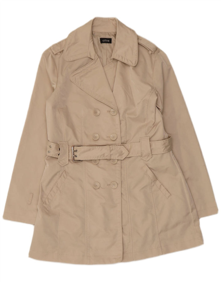 oltre Trench Coat feminino com cinto UK 16 grande poliéster bege