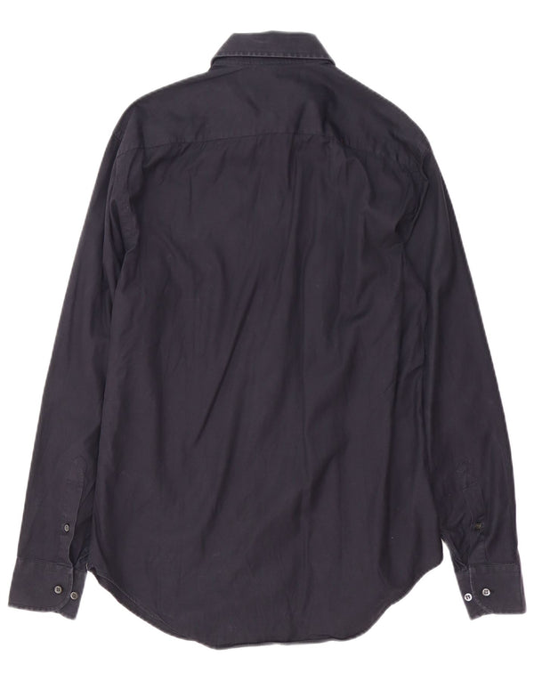 Camisa masculina Armani Collezioni tamanho 39 15 1/2 médio azul marinho algodão