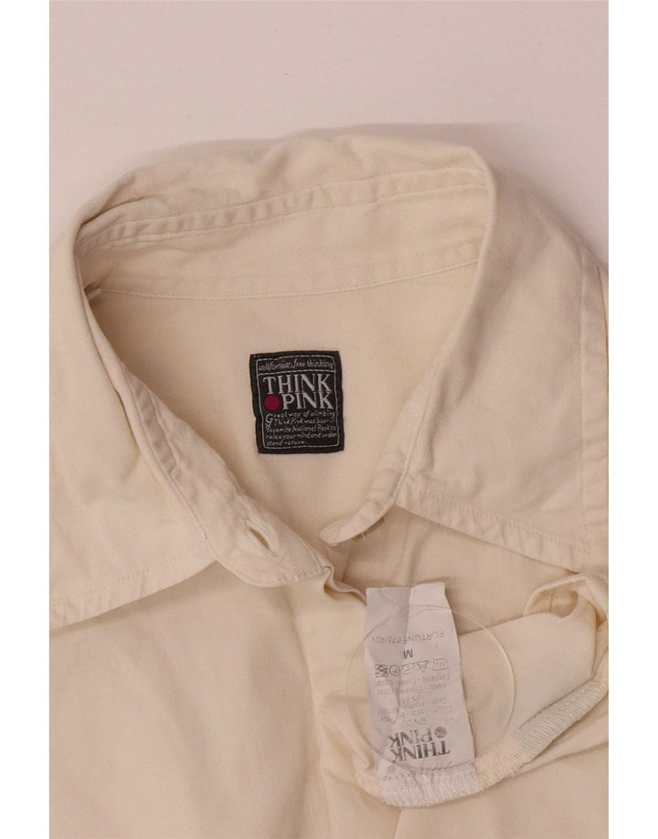 Camisa feminina Think Pink de ajuste regular Reino Unido 14 algodão branco médio