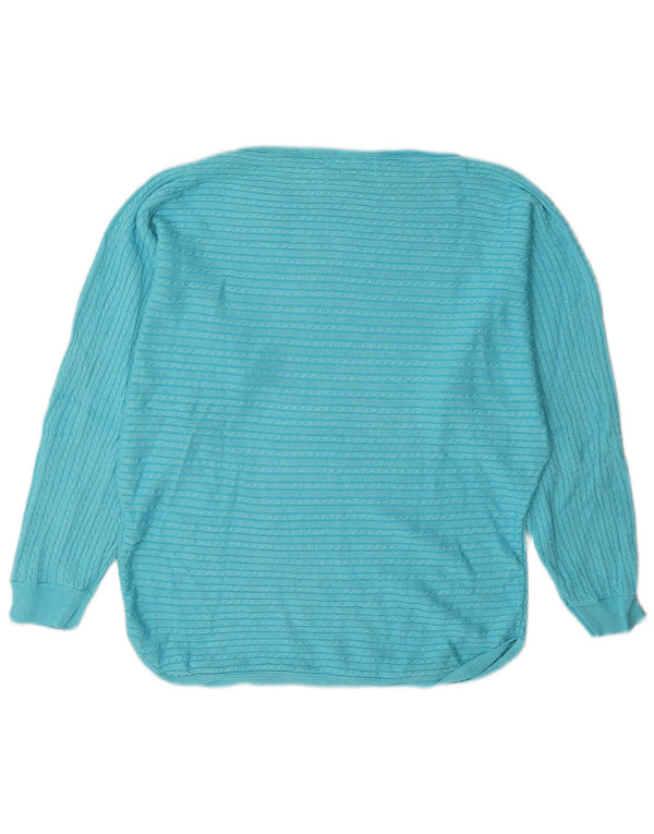 Suéter feminino Ralph Lauren com gola canoa Reino Unido 18 XL turquesa viscose