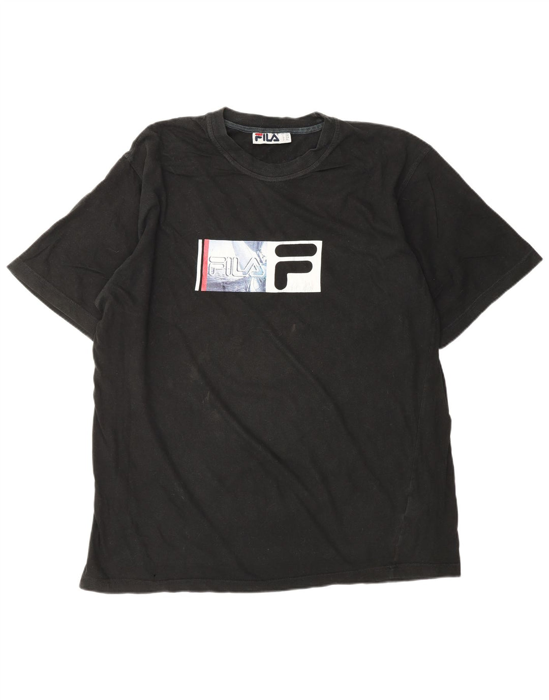 Camiseta masculina gráfica FILA Top XL algodão preto