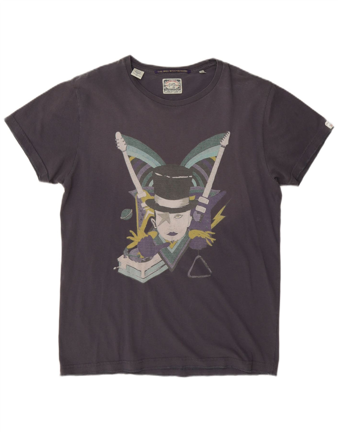Camiseta gráfica masculina Scotch & Soda Top médio algodão azul marinho