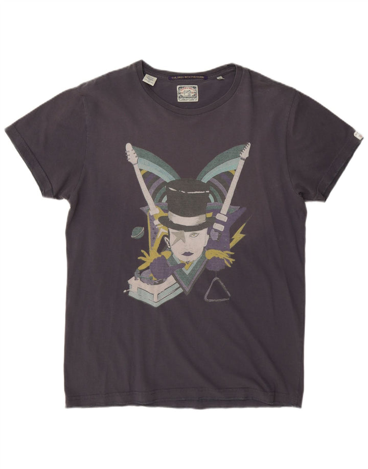 Camiseta gráfica masculina Scotch & Soda Top médio algodão azul marinho