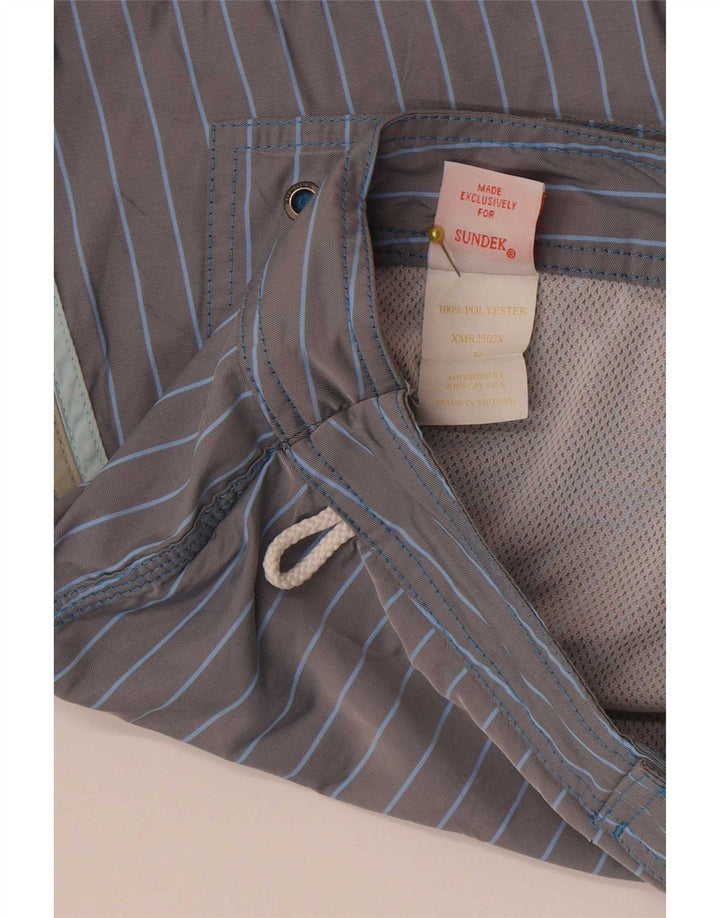 Shorts de natação masculino Sundek grande poliéster listrado cinza