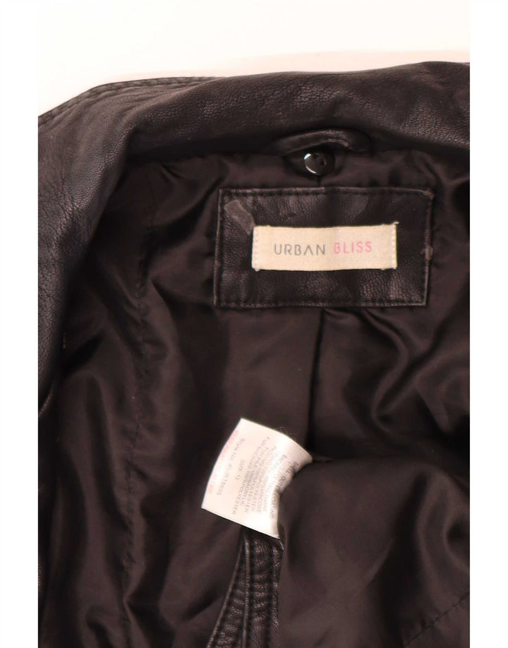Jaqueta feminina de couro para motociclista Urban Bliss Reino Unido 12 médio preto