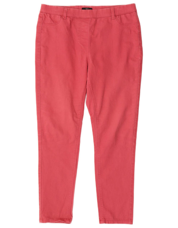 Calça feminina casual skinny M&Co Reino Unido 14 grande W32 L27 algodão rosa