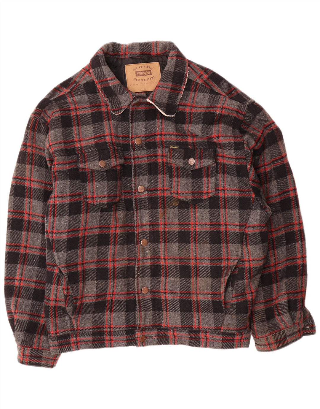Jaqueta bomber masculina Wrangler UK 42 XL cinza xadrez lã