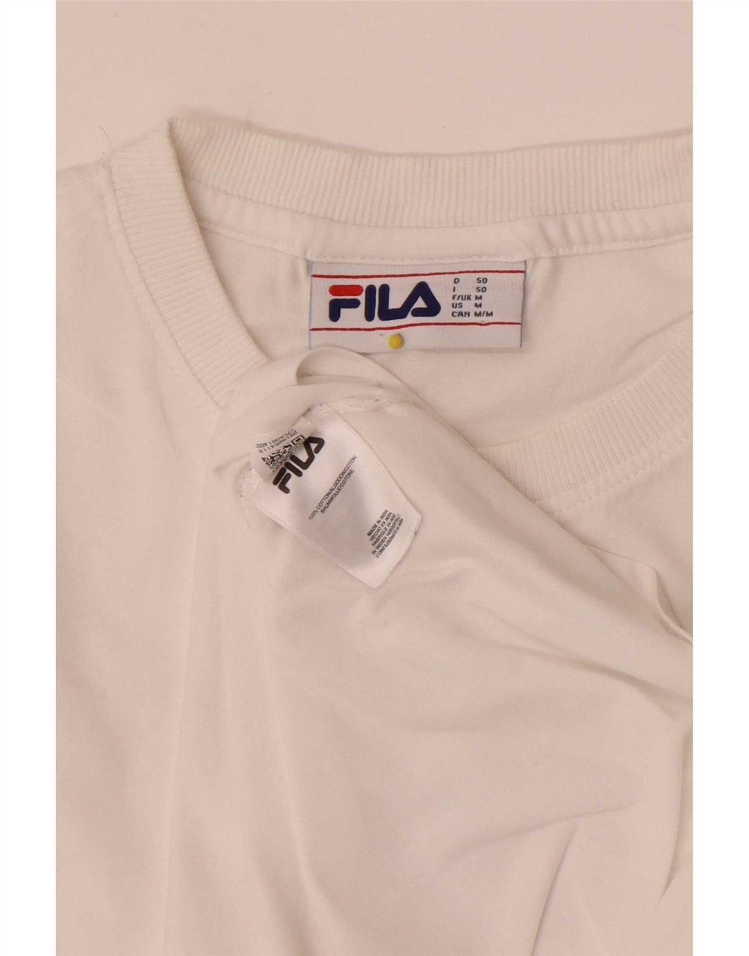 Fila Mens Graphic T-Shirt Top Médio Algodão Branco