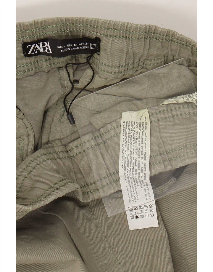 Zara Mens Chino Shorts Médio W31 Algodão Cáqui