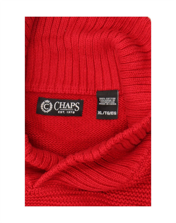 CHAPS Mens Shawl Neck Jumper Sweater XL Red Cotton Vintage Chaps and Second-Hand Chaps from Messina Hembry 