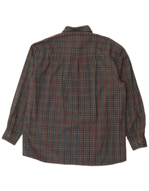 Camisa masculina de flanela Leonardo tamanho 44 XL verde xadrez