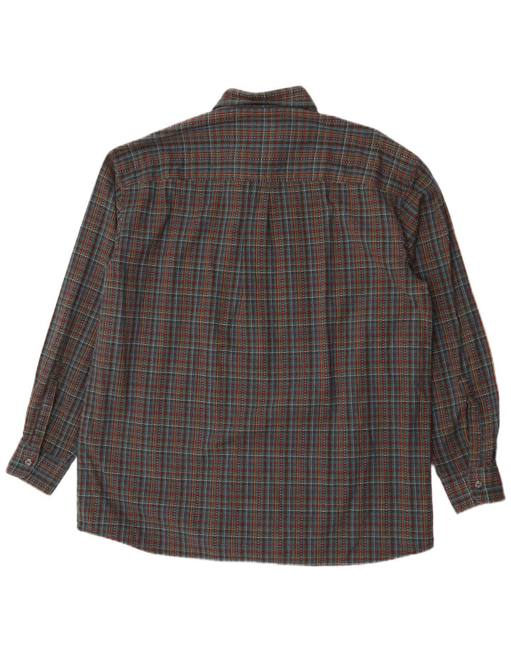 Camisa masculina de flanela Leonardo tamanho 44 XL verde xadrez
