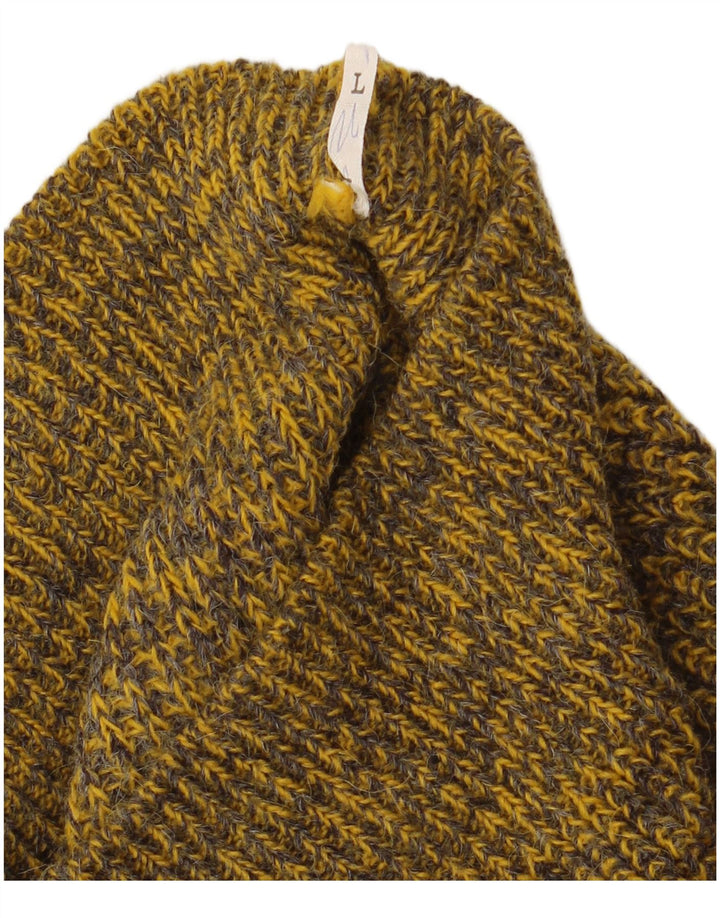 Suéter masculino VINTAGE com gola redonda listrado grande cáqui