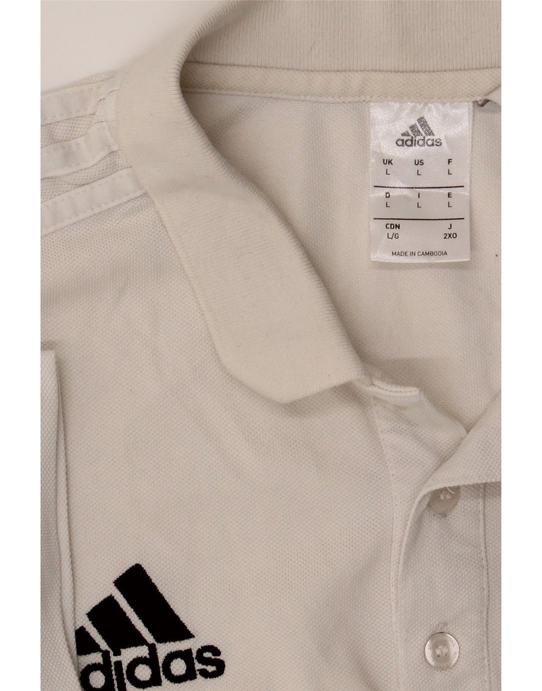 ADIDAS Mens Polo Shirt Large White Cotton Vintage Adidas and Second-Hand Adidas from Messina Hembry 