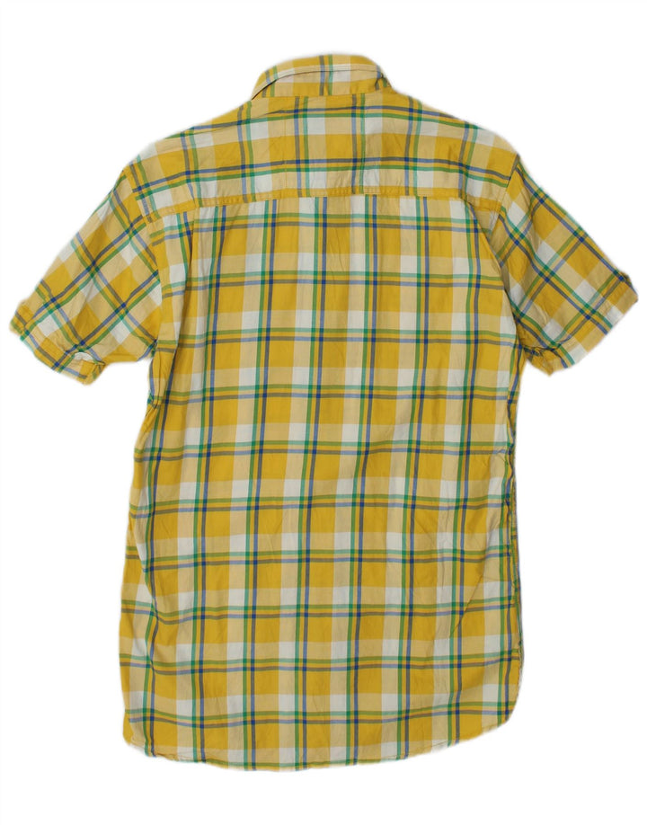 US Polo Assn. Camisa masculina de manga curta algodão xadrez amarelo médio