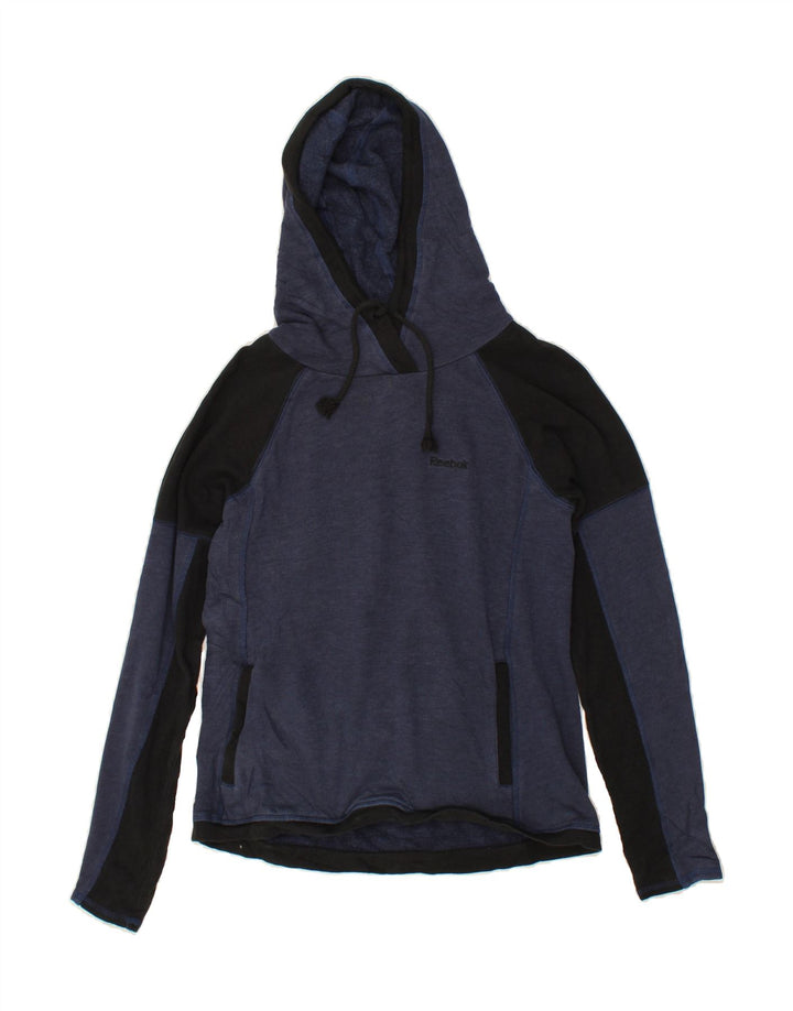 REEBOK Womens Hoodie Jumper UK 10 Small Navy Blue Cotton Vintage Reebok and Second-Hand Reebok from Messina Hembry 