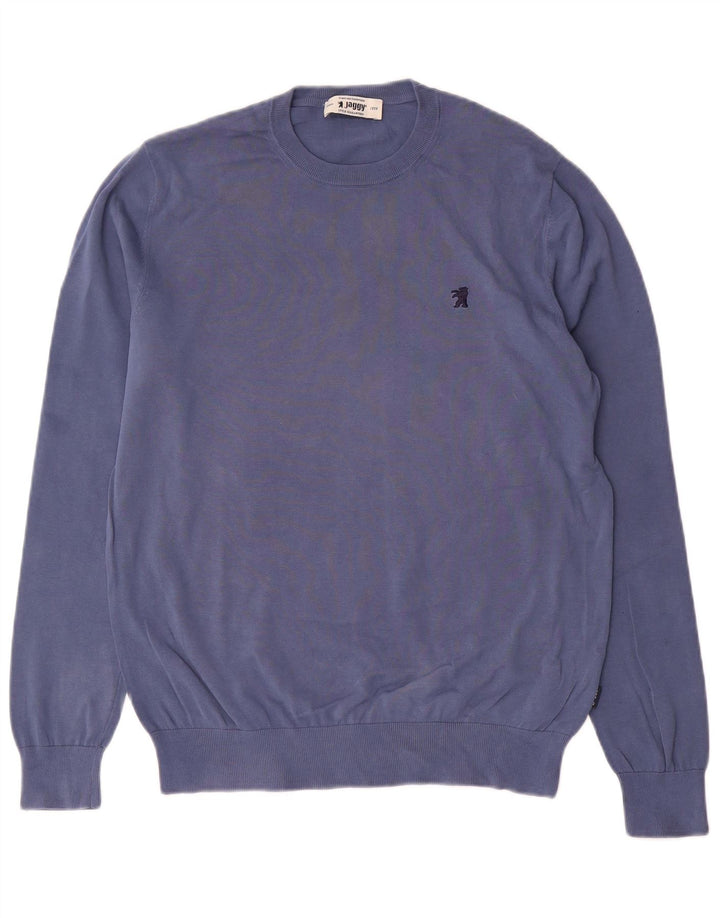 Suéter masculino Jaggy com gola redonda e algodão azul médio