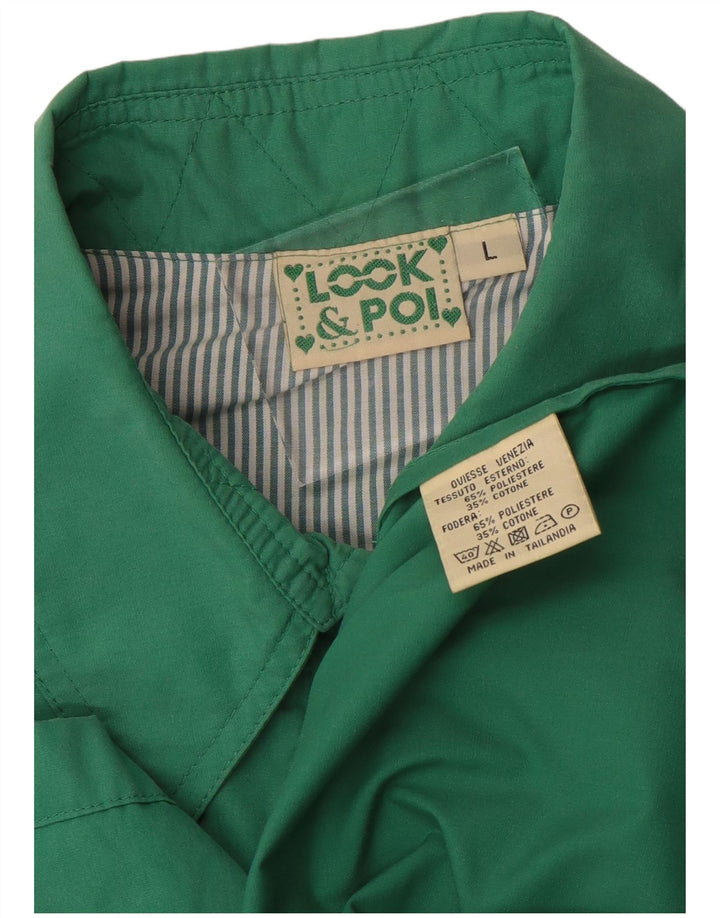 Sobretudo feminino VINTAGE de grandes dimensões UK 16 poliéster verde grande