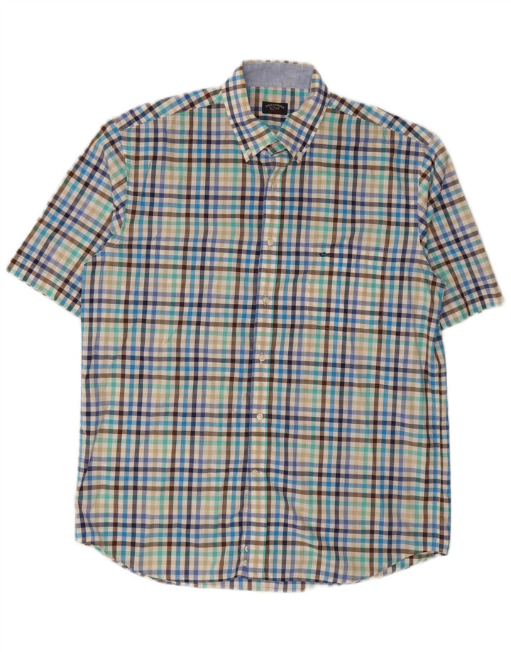 Camisa masculina de manga curta Paul & Shark XL algodão xadrez multicolorido