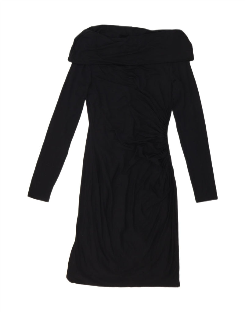 RALPH LAUREN Womens Long Sleeve Off Shoulder Dress UK 8 Small Black Rayon Vintage Ralph Lauren and Second-Hand Ralph Lauren from Messina Hembry 