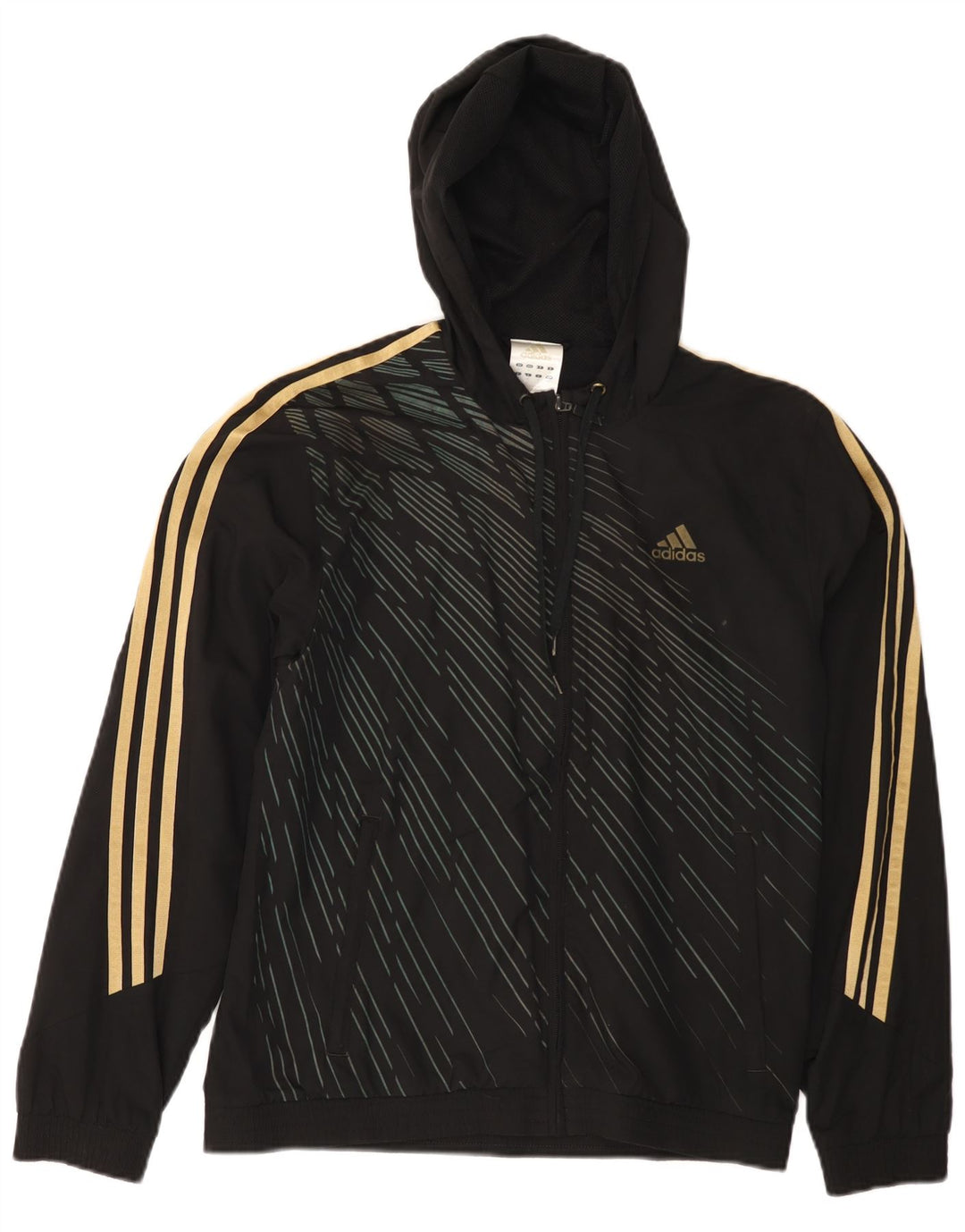ADIDAS Mens Zip Hoodie Sweater XS Preto Listrado Poliéster