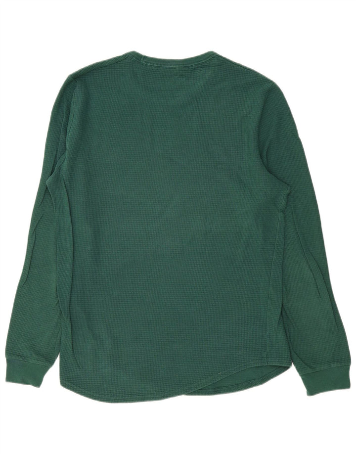 Top masculino Hollister de manga comprida de algodão verde médio