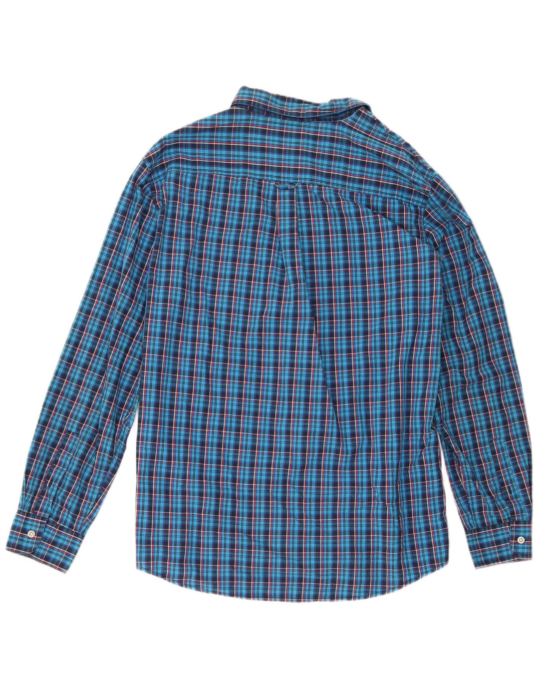 Camisa masculina Chaps Easy Care grande algodão xadrez azul