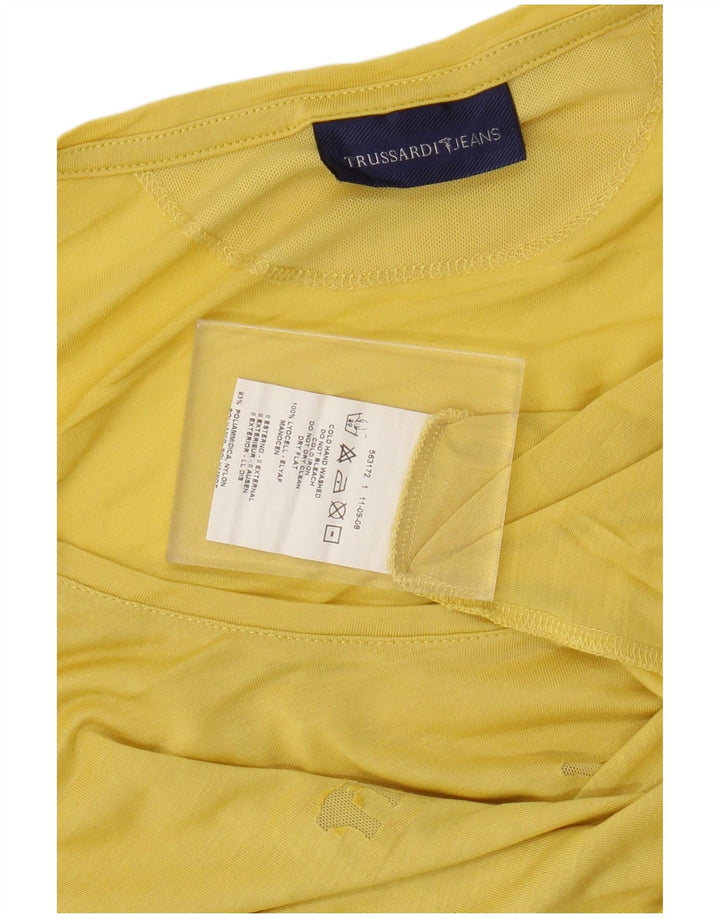 Camiseta feminina Trussardi Jeans com estampa gráfica UK 18 XL amarelo Lyocell