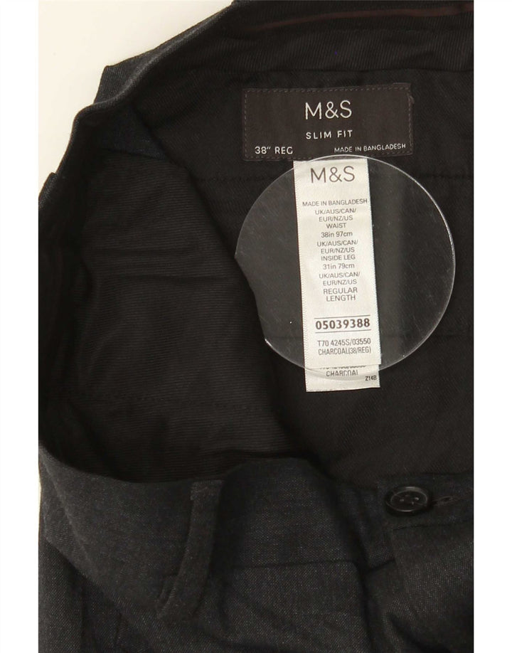 Calça masculina Marks & Spencer Slim Fit W38 L31 Cinza Poliéster