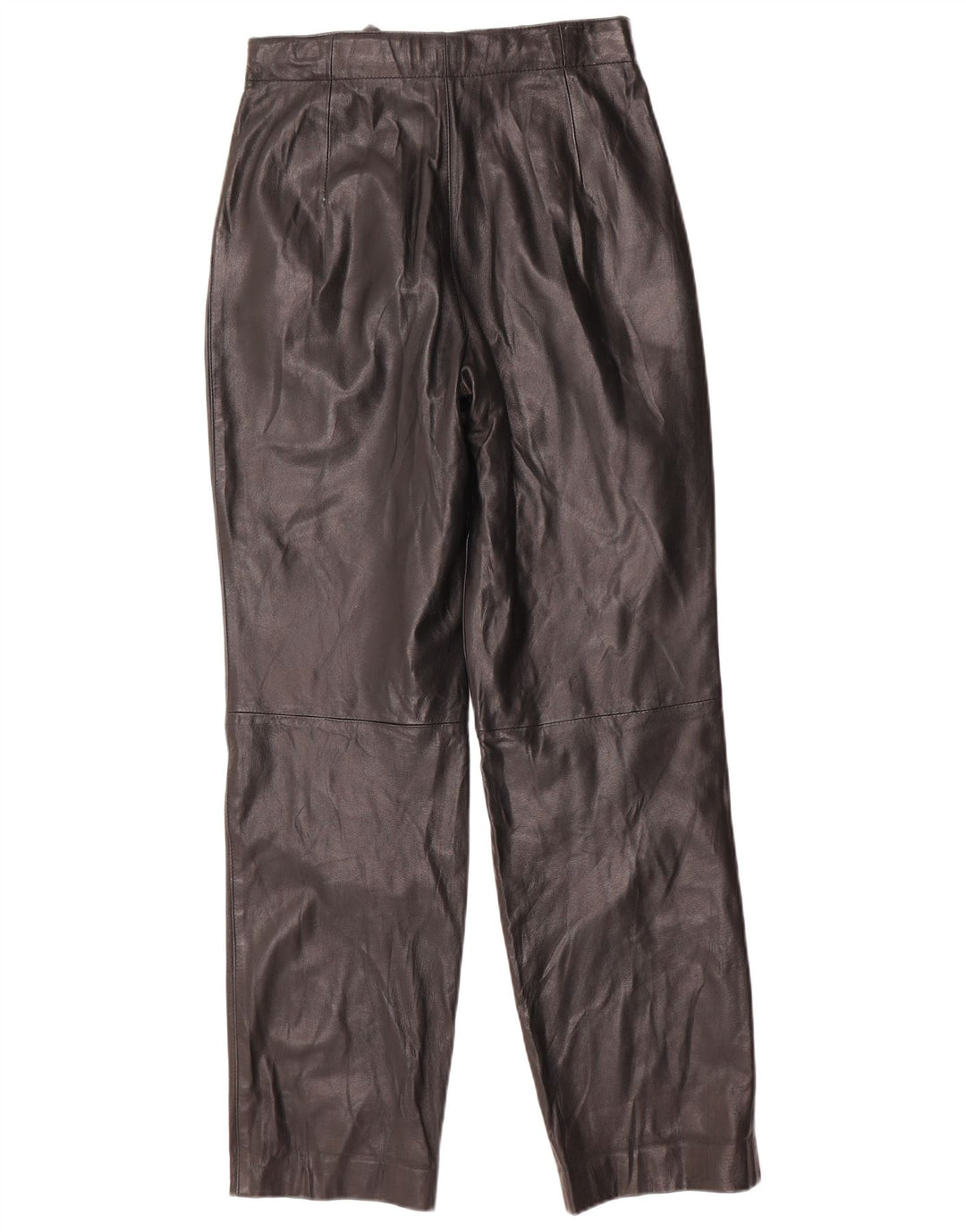 Calça feminina vintage de couro cintura alta W26 L31 preta