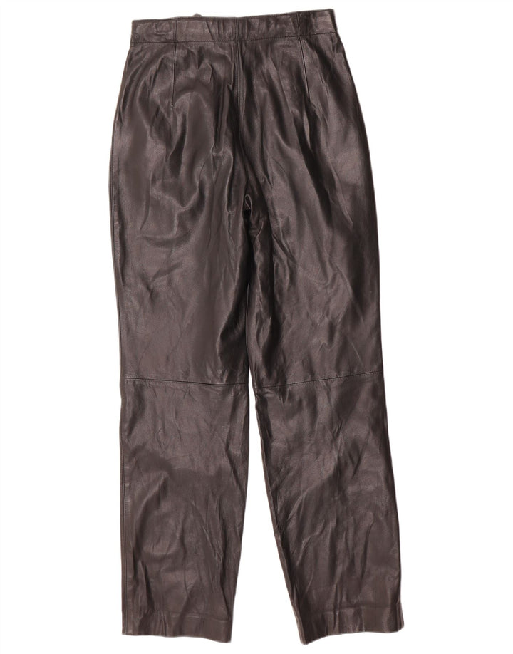 Calça feminina vintage de couro cintura alta W26 L31 preta