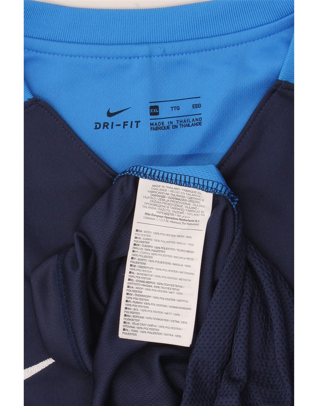 Camiseta masculina Nike Dri Fit Top 2XL azul marinho colorblock poliéster