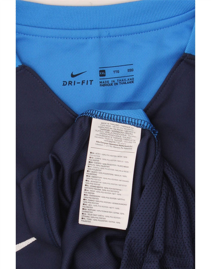 Camiseta masculina Nike Dri Fit Top 2XL azul marinho colorblock poliéster