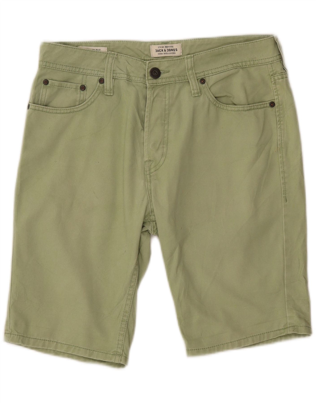 Shorts jeans masculino JACK & JONES de ajuste regular W30 algodão verde médio