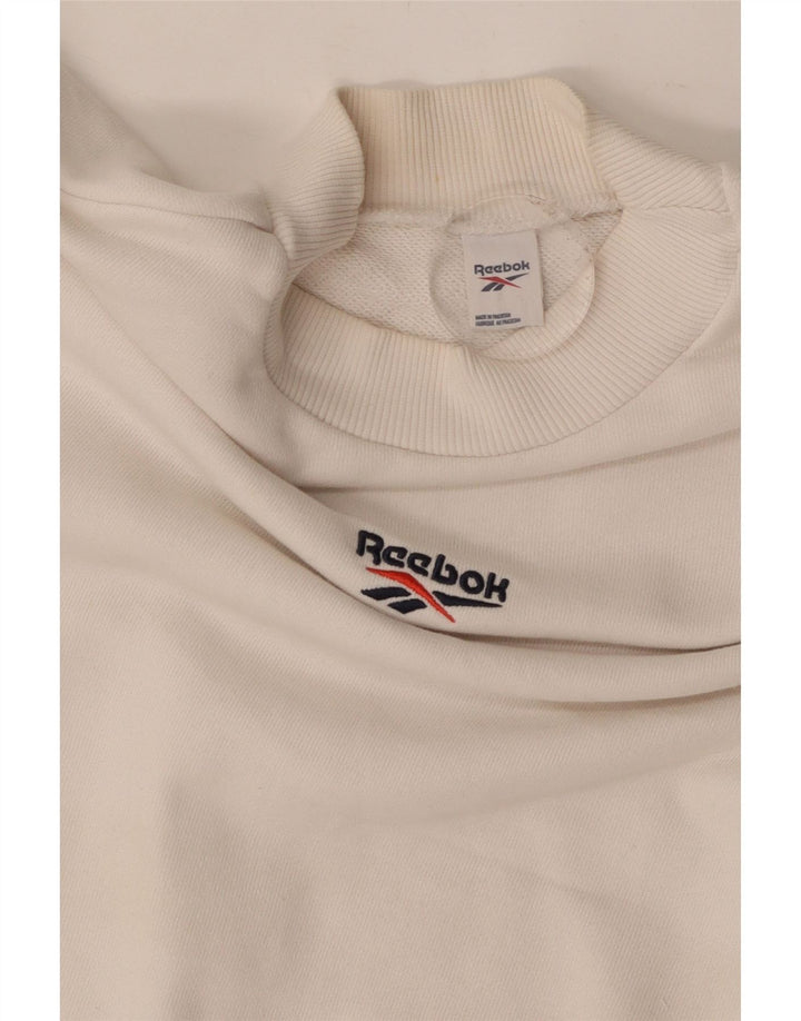 REEBOK Womens Oversized Crop Sweatshirt Jumper UK 16/18 Large Off White Vintage Reebok and Second-Hand Reebok from Messina Hembry 