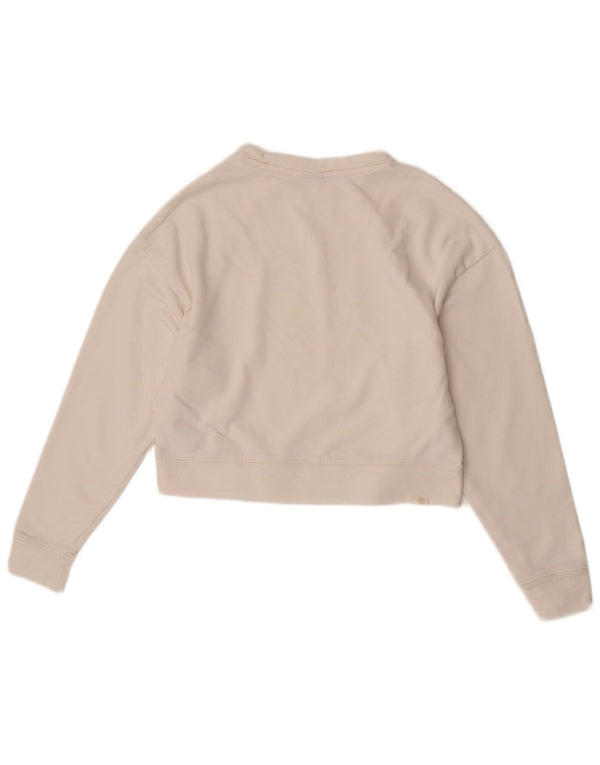 Puma Womens Crop Sweatshirt Jumper UK 6 XS Algodão Branco
