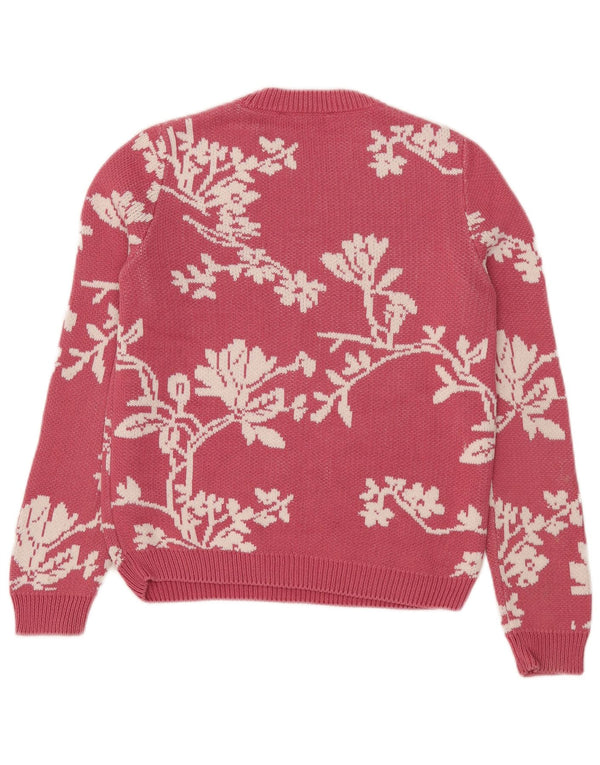 Suéter feminino Marks & Spencer com gola redonda Reino Unido 8 pequena borboleta rosa