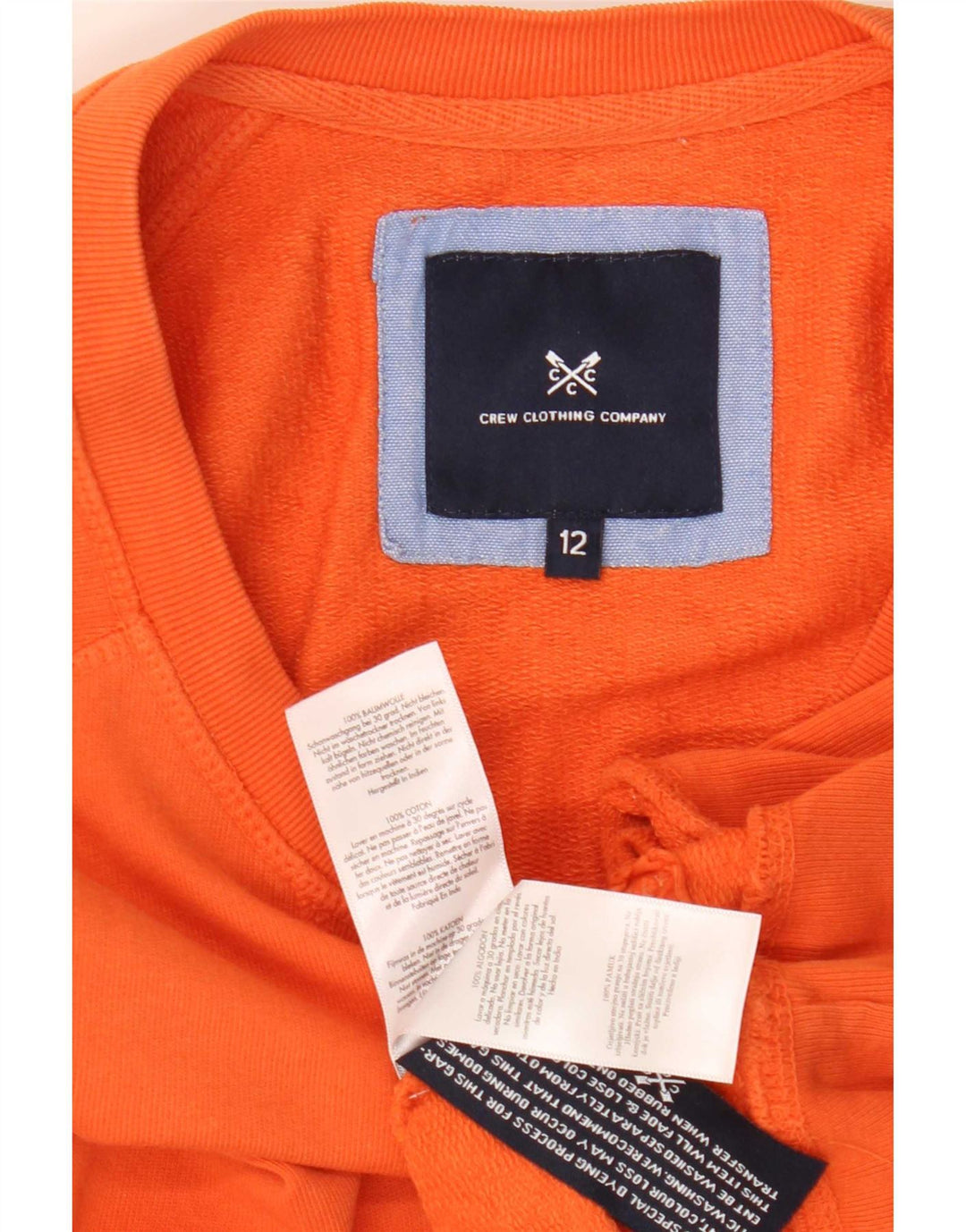 Crew Clothing moletom feminino jumper Reino Unido 12 algodão laranja médio